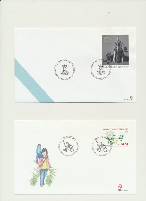 Greenland FDCs  issued 2012 on FDC covers. no Blocks.