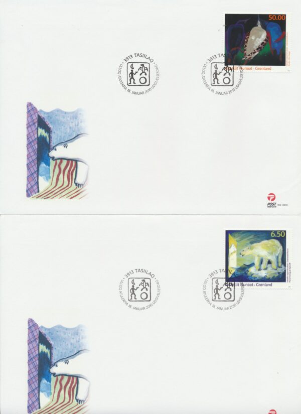 Greenland FDCs issued 2010 on FDC covers. no Blocks.