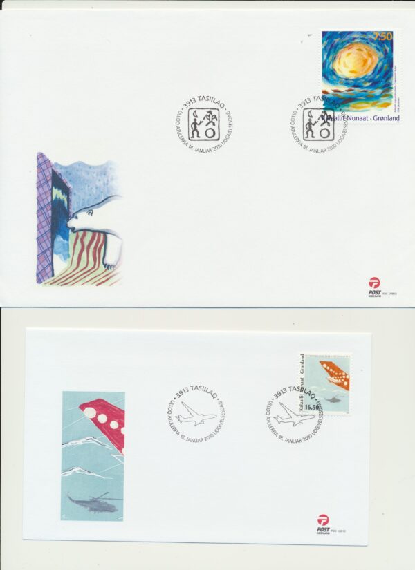 Greenland FDCs issued 2010 on FDC covers. no Blocks. - Image 6