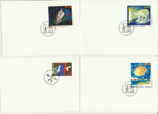 Greenland FDCs issued 2010 on FDC cards. no Blocks.