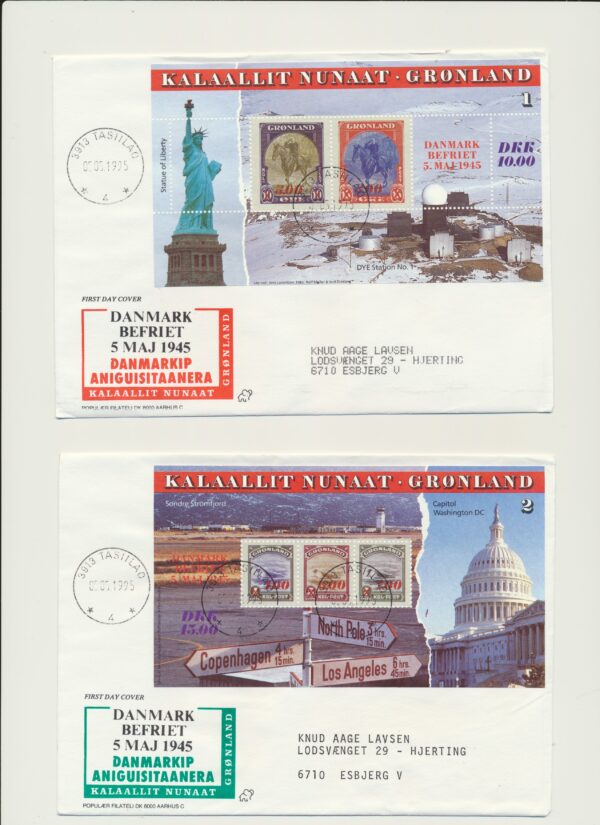 Greenland FDCs issued  1995 on FDC covers.  with  extra Blocks.