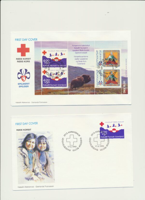 Greenland FDCs issued  1993 on FDC covers.  with  Blocks. - Image 4