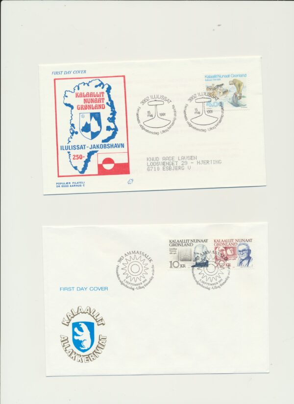 Greenland FDCs issued 1991 on FDC covers. with Blocks. - Image 3