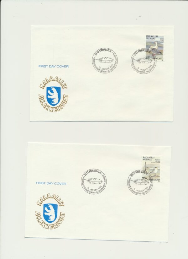 Greenland FDCs issued 1990 on FDC covers. with Blocks. - Image 6