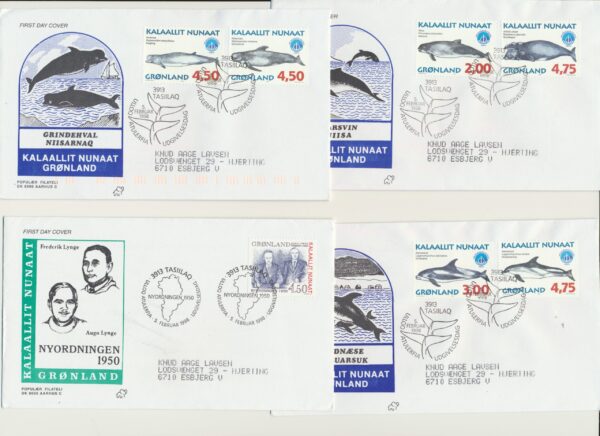 Greenland FDCs issued  1998 on FDC covers.  with  Blocks.