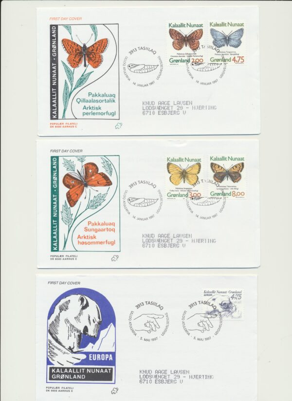 Greenland FDCs issued  1997 on FDC covers.  with  Blocks. - Image 4