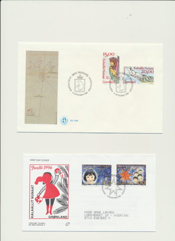 Greenland FDCs issued  1996 on FDC covers.  with  Blocks. - Image 4