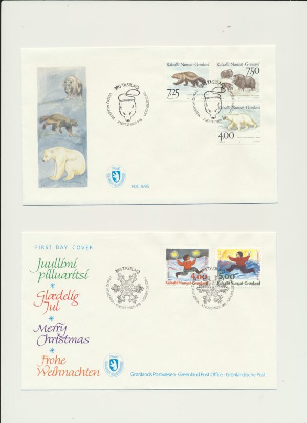 Greenland FDCs issued  1995 on FDC covers.  with  extra Blocks. - Image 6