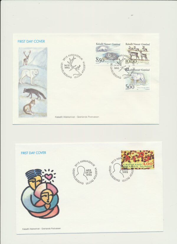Greenland FDCs issued  1993 on FDC covers.  with  Blocks. - Image 3