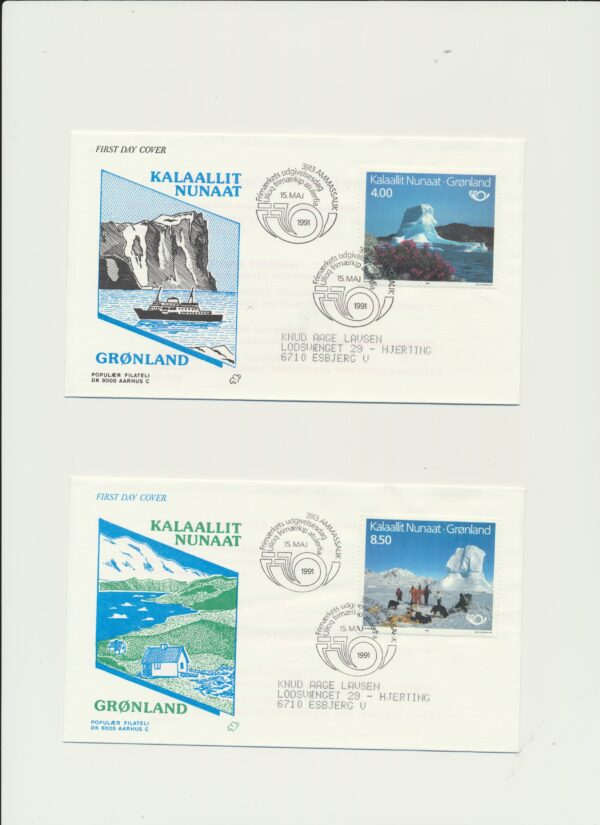 Greenland FDCs issued 1991 on FDC covers. with Blocks. - Image 2