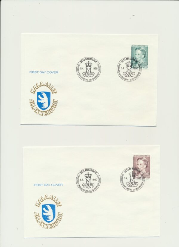 Greenland FDCs issued 1990 on FDC covers. with Blocks. - Image 5