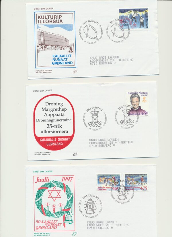 Greenland FDCs issued  1997 on FDC covers.  with  Blocks. - Image 3