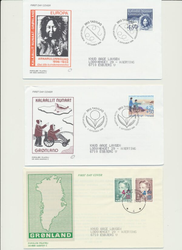 Greenland FDCs issued  1996 on FDC covers.  with  Blocks. - Image 3