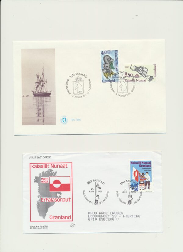 Greenland FDCs issued  1995 on FDC covers.  with  extra Blocks. - Image 5