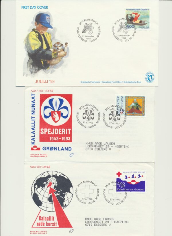 Greenland FDCs issued  1993 on FDC covers.  with  Blocks.