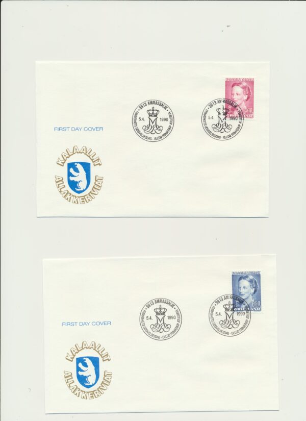 Greenland FDCs issued 1990 on FDC covers. with Blocks. - Image 4