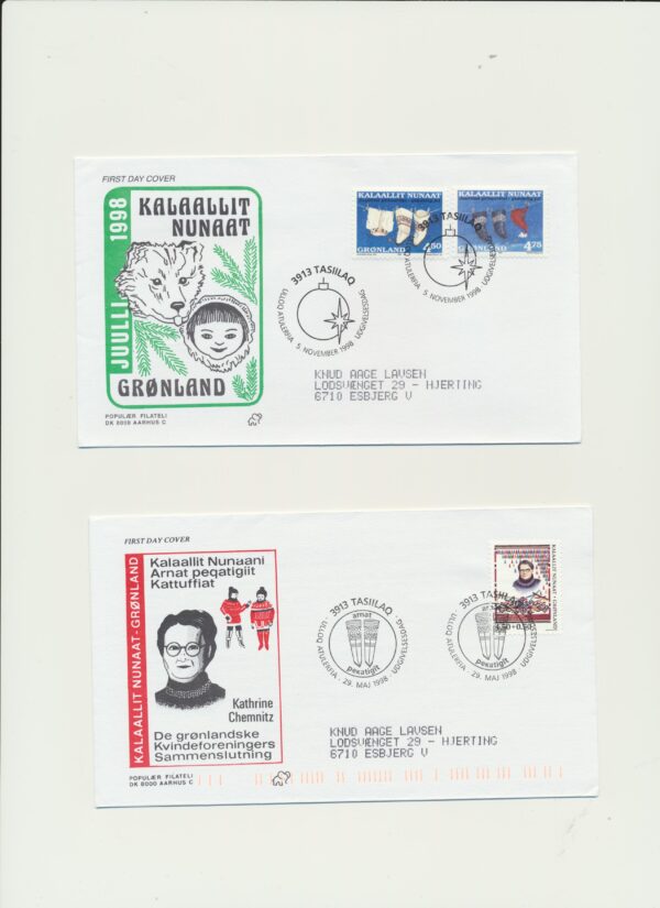Greenland FDCs issued  1998 on FDC covers.  with  Blocks. - Image 3