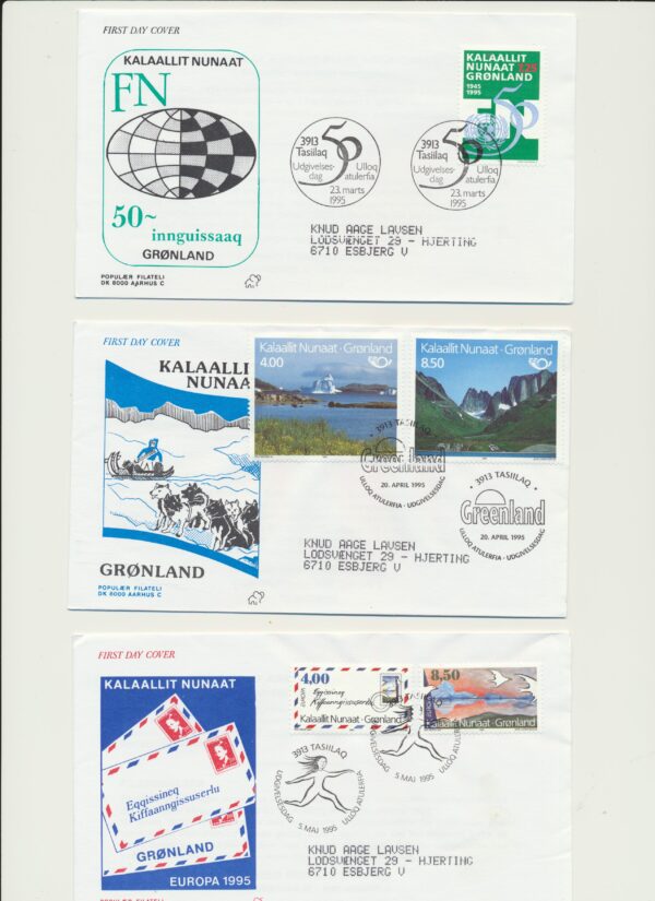 Greenland FDCs issued  1995 on FDC covers.  with  extra Blocks. - Image 4