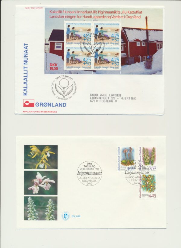 Greenland FDCs issued  1996 on FDC covers.  with  Blocks. - Image 2