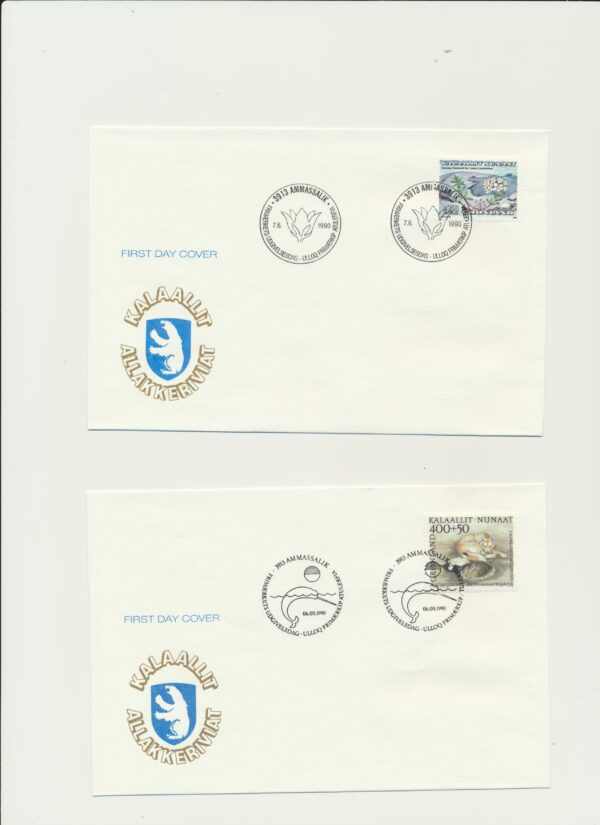Greenland FDCs issued 1990 on FDC covers. with Blocks. - Image 2