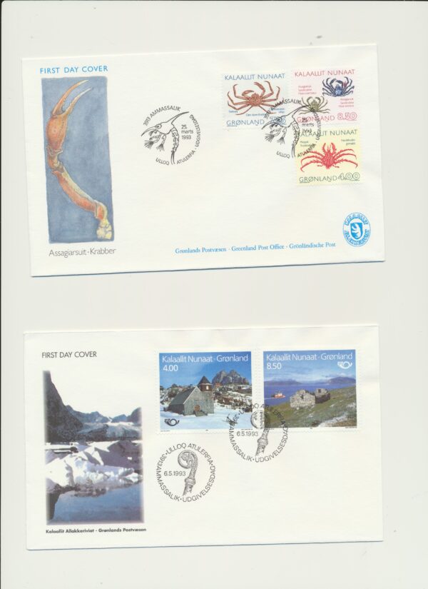 Greenland FDCs issued  1993 on FDC covers.  with  Blocks. - Image 2