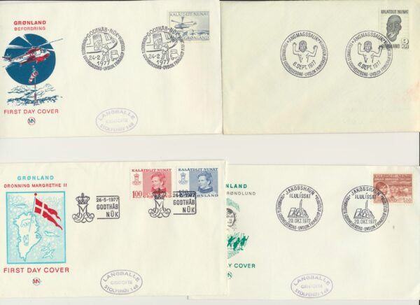 Greenland FDCs issued 1977 on FDC covers. with Blocks.