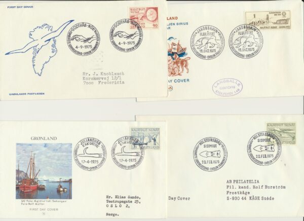 Greenland FDCs issued 1975 on FDC covers. with Blocks.