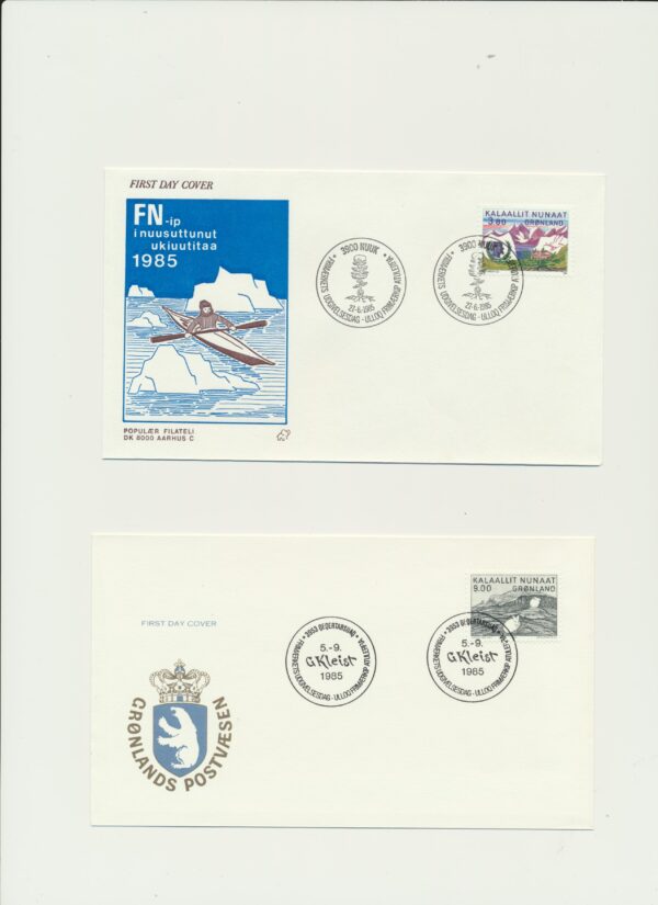 Greenland FDCs issued 1985 on FDC covers. with Blocks. - Image 2