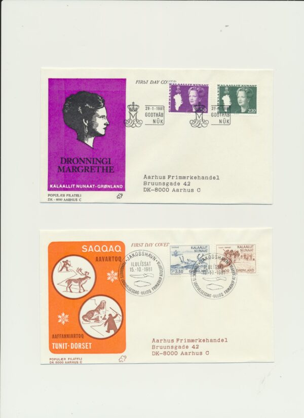 Greenland FDCs issued 1981 on FDC covers. with Blocks. - Image 2