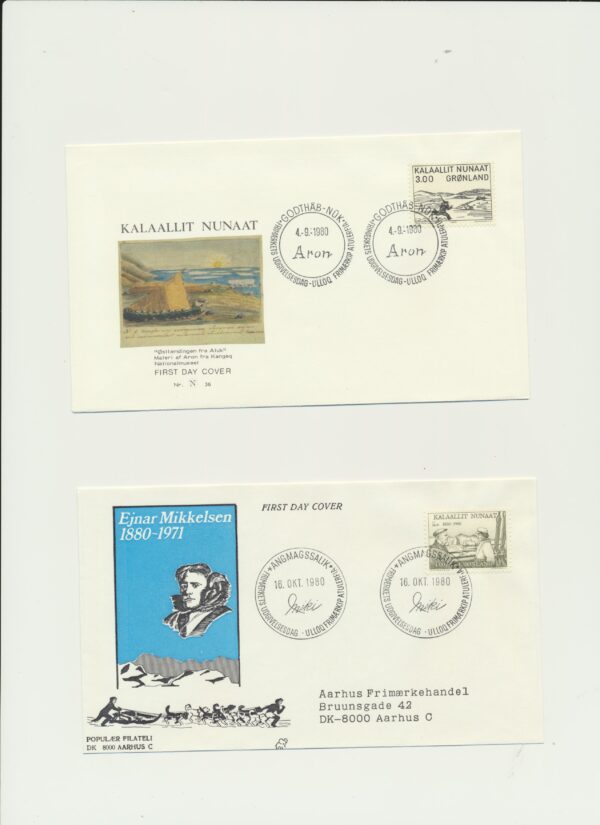 Greenland FDCs issued 1980 on FDC covers. with Blocks. - Image 2