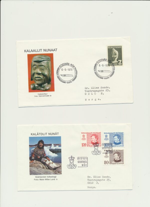 Greenland FDCs issued 1979 on FDC covers. with Blocks. - Image 2