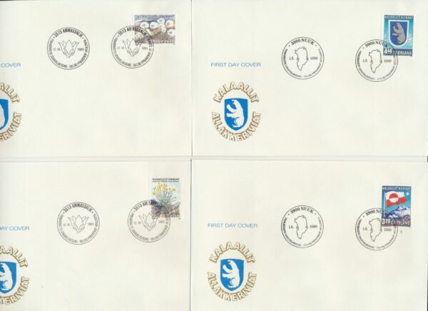 Greenland FDCs issued 1989 on FDC covers. with Blocks. - Image 2