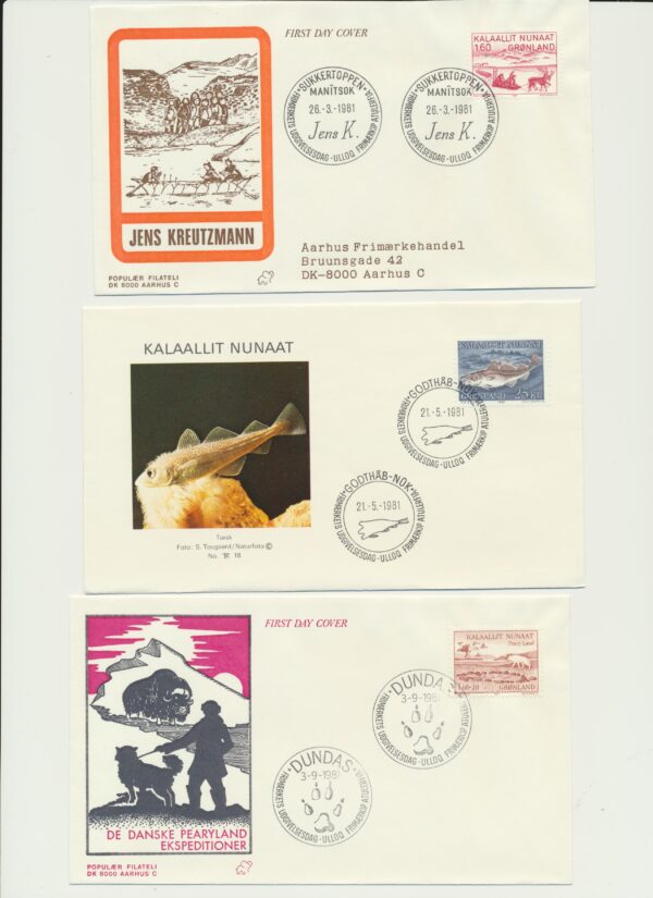 Greenland FDCs issued 1981 on FDC covers. with Blocks.