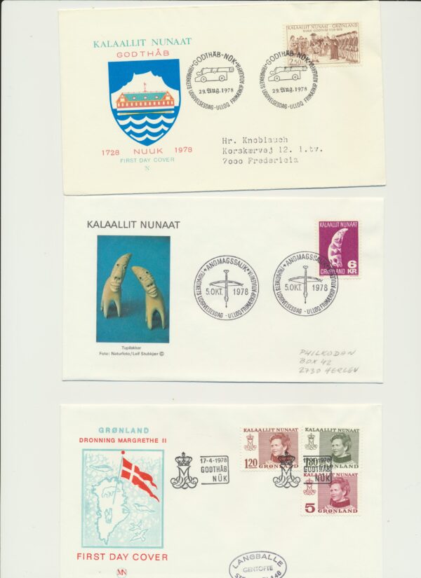 Greenland FDCs issued 1978 on FDC covers. with Blocks.
