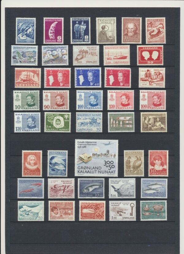 Greenland  100 Different NH Mint stamps. Many high values. Very fine. - Image 2