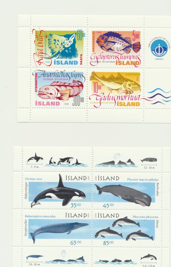 Two Sheetlets Blocks of Fishes and Whales. NH Mint.