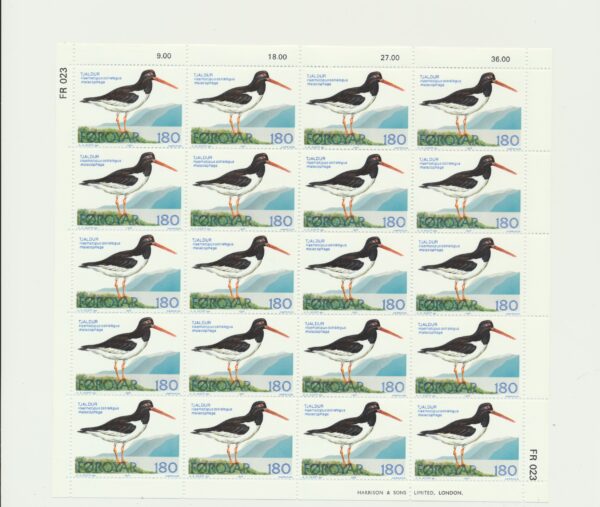 Faroe Islands  Set of full sheets of Birds from 1977. NH Mint