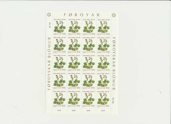 The Faroes  Full set of 5 in whole sheets  Flowers NH Mint.