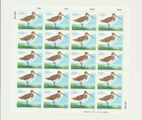 Faroe Islands  Set of full sheets of Birds from 1977. NH Mint - Image 2
