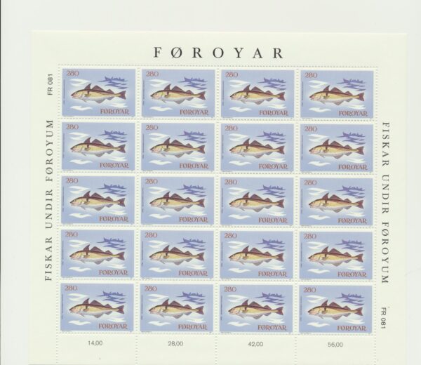 The Faroes Full set of 4 in whole sheets Fishes  NH Mint. - Image 4