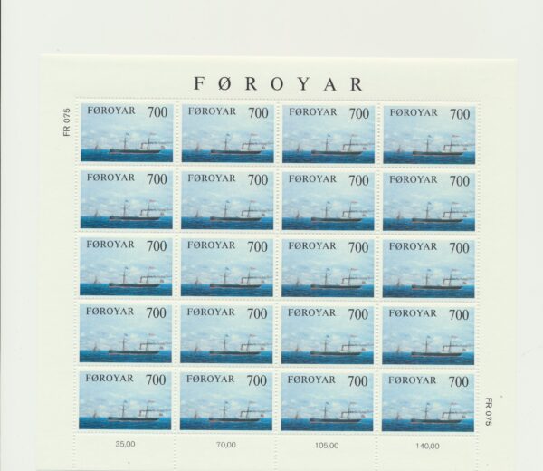The Faroes Full set of 3 in whole sheets Ships Wessels  NH Mint.