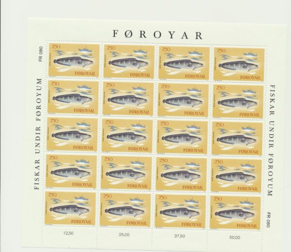 The Faroes Full set of 4 in whole sheets Fishes  NH Mint. - Image 2