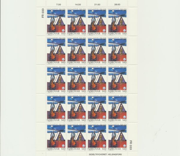 The Faroes  Flickscoutes 50 years anniversary in 1978 in whole sheet   NH Mint.