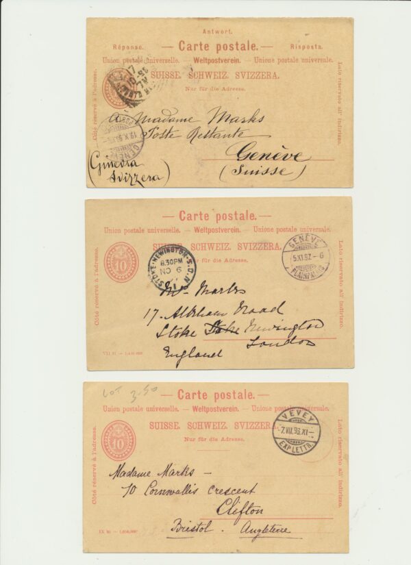 Switzerland  three Carte Postale from 1896-7. All used with full letter.