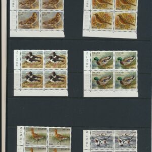 Icelandic Birds in  NH Mint blocks of four. All in full sets from 1987-1990